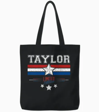 Taylor Name Custom Taylor Birthday Tote Bags - Black