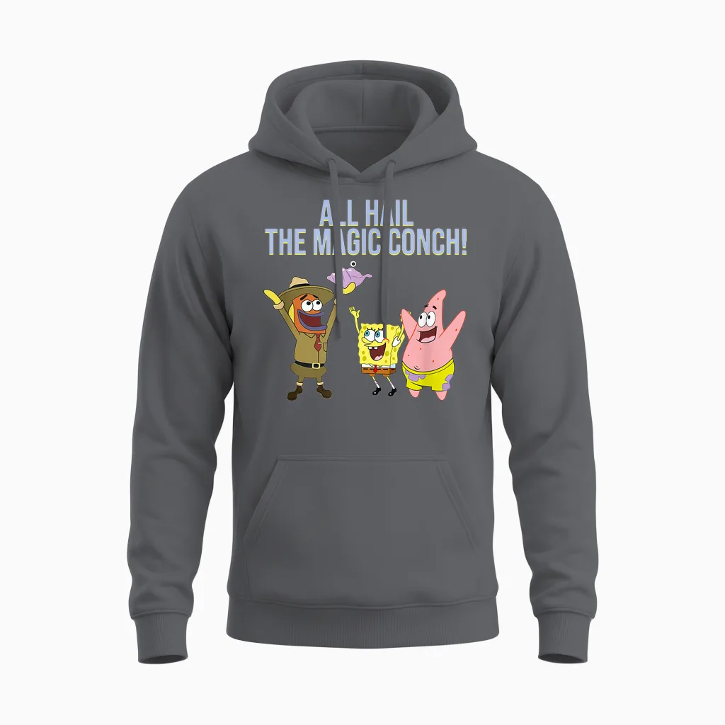 All Hail the Magic Conch! Unisex Hoodie in Charcoal