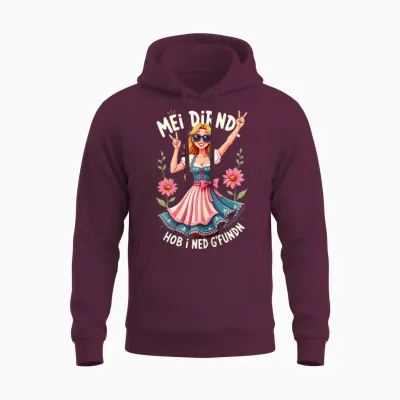 Damen Damen Trachtenshirt Ersatz-Dirndl Outfit Wäsche Oktoberfest Unisex Hoodie - Maroon