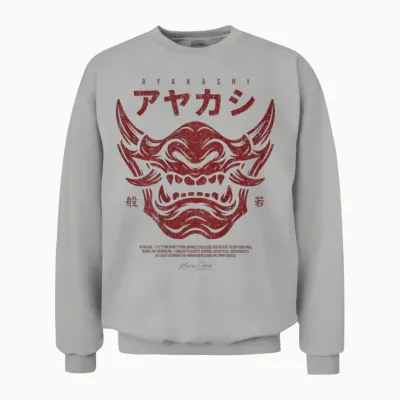Backprint Japanese Streetwear Y2k Techwear Anime Cyberpunk Unisex Sweatshirt - Ash