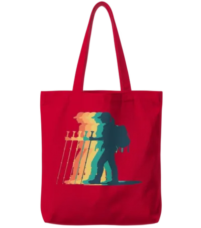 Hiking Female Hiker Colorful Tote Bags - Red