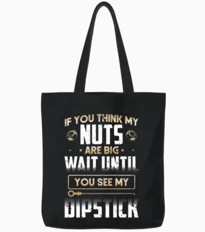 Nuts Dipstick Aircraft Mechanic Diesel Mechanic Tote Bags - Black