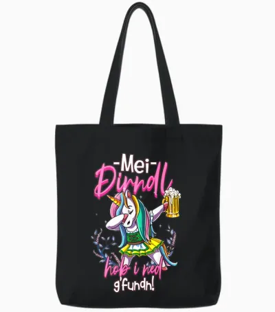 Mei Dirndl Is in Da Wäsch Tote Bags - Black