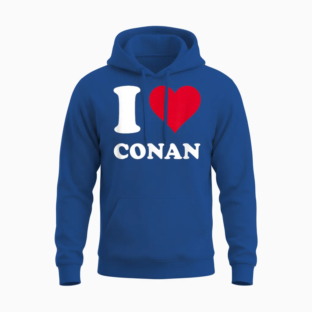 Red Heart I Love Conan Unisex Hoodie in Royal