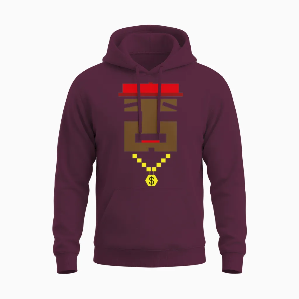 Retro Gangster Rapper Unisex Hoodie in Maroon