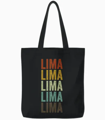 Lima Peru Retro Vintage Tote Bags - Black