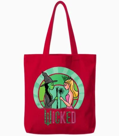 Wicked Glinda & Elphaba Sketched Tote Bags - Red