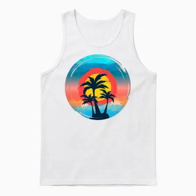 Retro Sunset Arts Unisex Tank Top - White