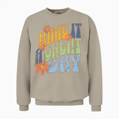 Retro Make It a Great Day Unisex Sweatshirt - Sand