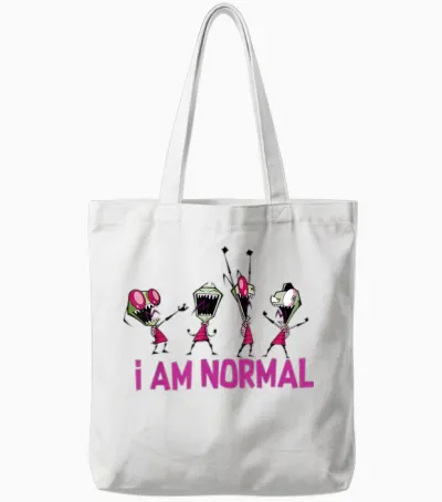 Nickelodeon Invader Zim I Am Normal Dance T-Shirt Small Tote Bags - White