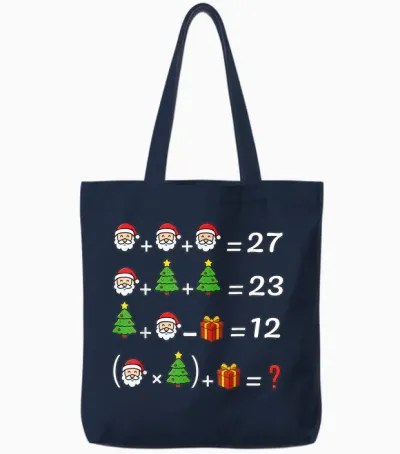 Funny 67 Meme Christmas Math Teacher Santa Six Seven Puzzle Tote Bags - Navy
