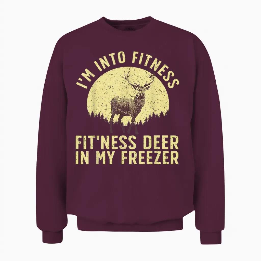 Funny Deer Hunting Art for Men Women Wildlife Hunter Hunting Unisex Sweatshirt in Maroon