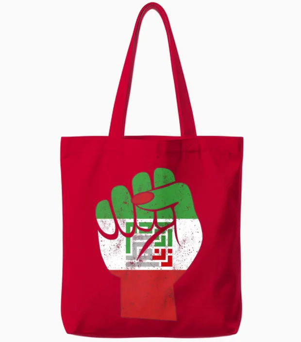 Iranian Flag Women Life Freedom in Farsi Female Tote Bags in Red