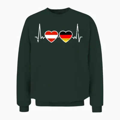 österreich Deutschland Herzschlag Flagge österreicher Unisex Sweatshirt - Forest