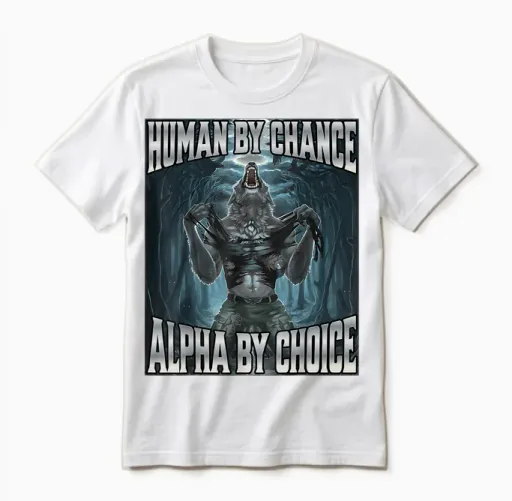Human by Chance Alpha by Choice T-Shirt, Black, S Unisex T-Shirt in White
