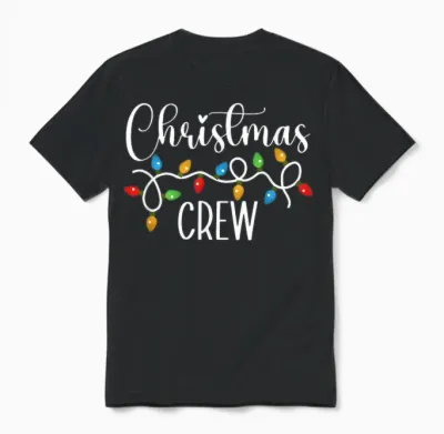 Christmas Crew Xmas Lights Family Matching Pajamas Holiday Unisex T-Shirt - Black