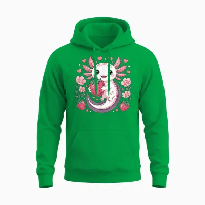 Axolotl Erdbeere Kawaii Anime Axolotl Unisex Hoodie - Irish Green