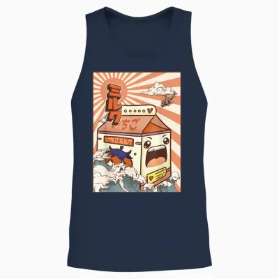 Japanese Kaiju Clothes Damen T-Shirt Schwarz Cartoon Monster Design, Traditionelle Japanische ästhetik, Kurzarm, Klein, Eu 41, 1 Count Unisex Tank Top - Navy