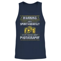 May Spontaneously Start Talking About Photography Unisex Tank Top - Navy – 2