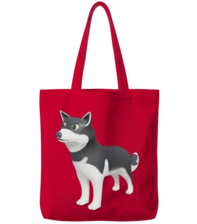 Dog- Black and White Dog Tote Bags - Red