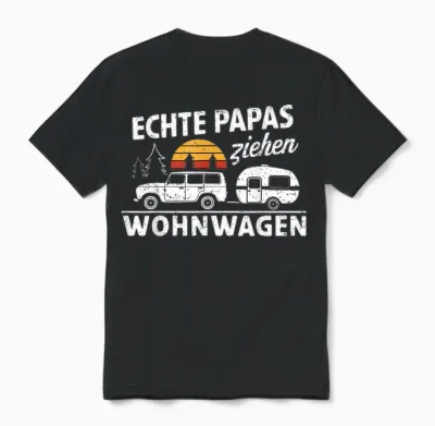 Wohnwagen Zubehör & Camping Geschenke Für Camper - Echte Papas Ziehen Wohnwagen - Camping T-Shirt Schwarz, Unisex, Klein, Kurzarm, Sommer Unisex T-Shirt - Black