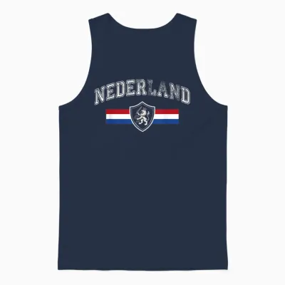 Nederland Netherlands Lion Holland Vintage Orange Unisex Tank Top - Navy