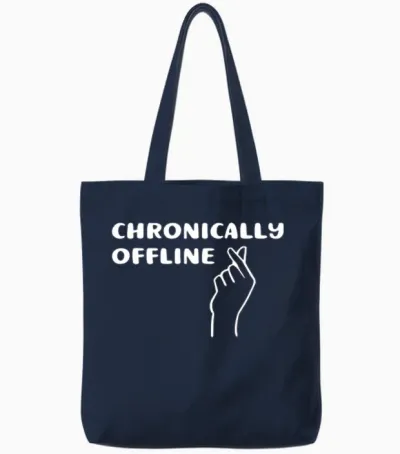 Chronically Offline Tote Bags - Navy