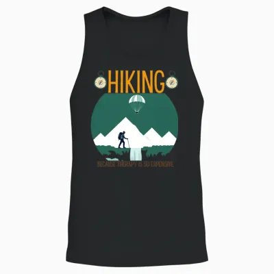 Hiking Is Better Than a Therapy Session Unisex Tank Top - Black