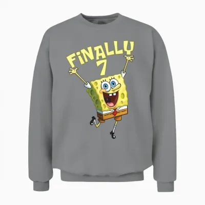 Mademark X Spongebob Squarepants - Kids Original Spongebob Square Pants - 7th Birthday. Finally 7. Unisex Sweatshirt - Sport Grey