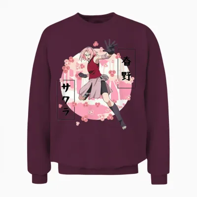 Naruto Shippuden Sakura Blossoms Anime Unisex Sweatshirt - Maroon
