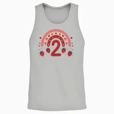 2. Geburtstag Mädchen Erdbeer Deko 2 Jährige Mädchen Unisex Tank Top - Ash