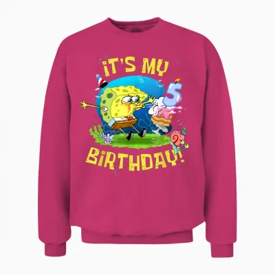 Mademark X Spongebob Squarepants - Spongebob It's My 5th Birthday Cake B-Day Kids Spongebob Unisex Sweatshirt - Heliconia