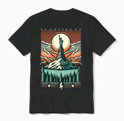 Retro Statue of Liberty Unisex T-Shirt - Black