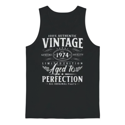 Vintage 1974 Year Born Birthday Gift Unisex Tank Top - Black