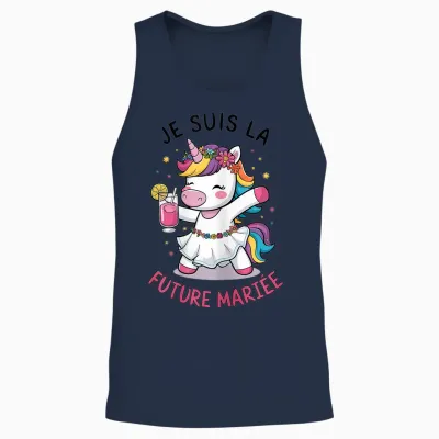 Je Suis La Future Bride Wedding Woman Unicorn T-Shirt, White Unisex Tank Top - Navy