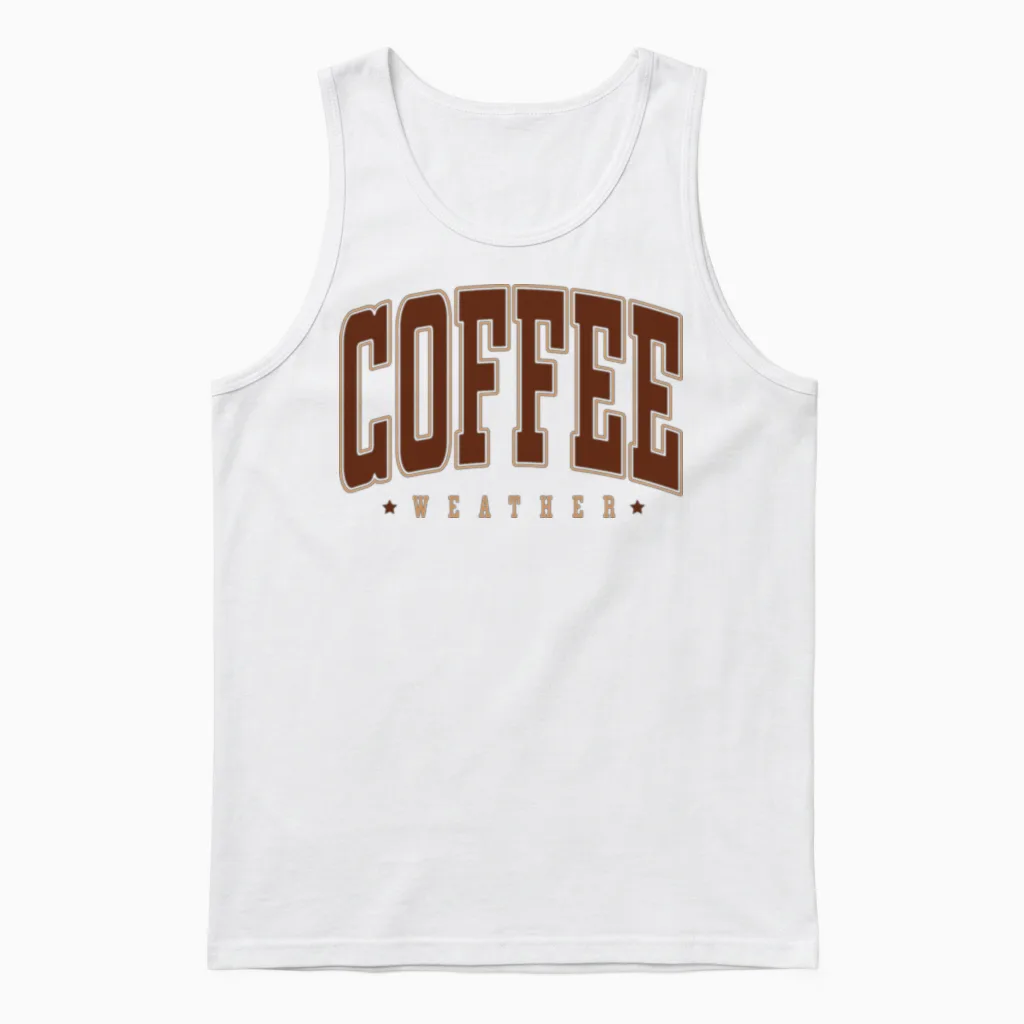 Retro Coffee Weather 2 Unisex Tank Top in White