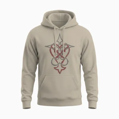 Disney Kingdom Hearts Mixed Crossed Key Dual Tone Logo Unisex Hoodie - Sand