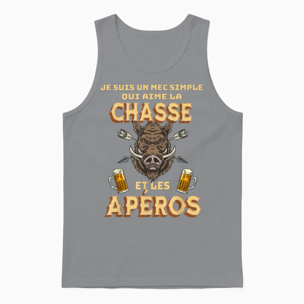 I Love Hunting and Aperitif Gift for Hunter T-Shirt, Black, S Unisex Tank Top in Sport Grey