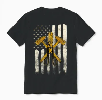 Sheet Metal Worker on Back Of Unisex T-Shirt - Black
