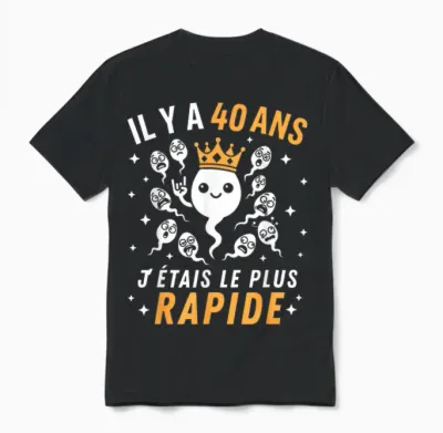 Graine Joke Birthday 40 Years Fastest Humor Unisex T-Shirt - Black
