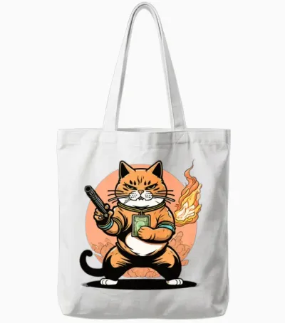 Cat Funny Animals Tote Bags - White