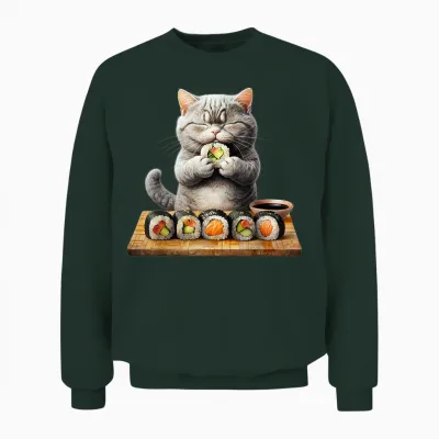 Chats Kawaii Sushi Otaku Chat Drôle Anime Japonais Unisex Sweatshirt - Forest