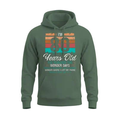 80th Birthday Idea Birthdays Retro 80 Years Old Unisex Hoodie - Military Green