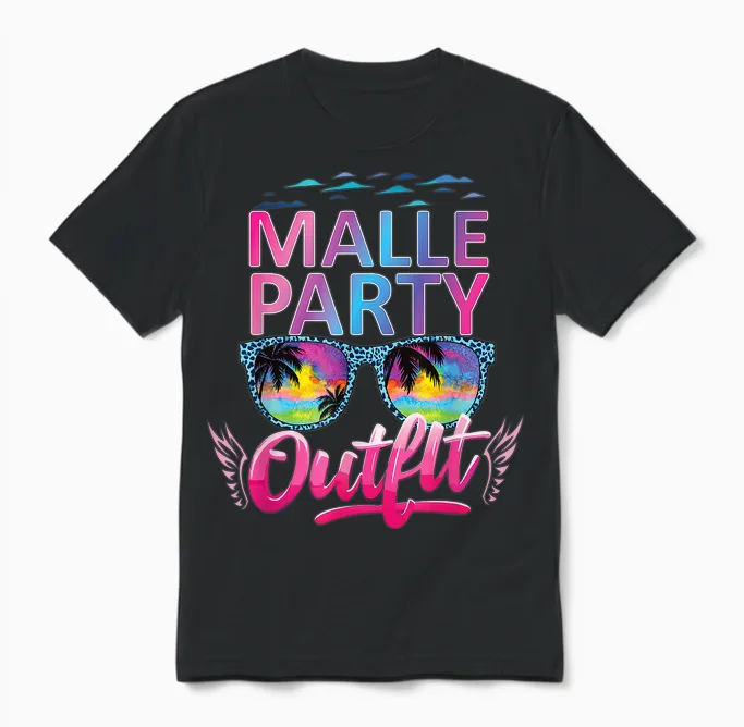 Malle Party Group Shirt Women Mallorca Outfit Women's Party Unisex T-Shirt in Black