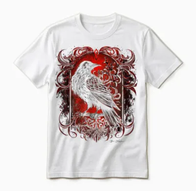 Odins Raven Viking Norse Runes Nordmann Mythology T-Shirt, Black Unisex T-Shirt - White
