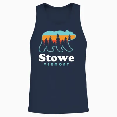 Stowe Vermont Bear Stowe Unisex Tank Top - Navy