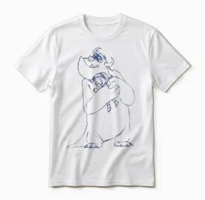 Sketch Hugging Sully and Boo by Disney Pixar Monsters Inc. Unisex T-Shirt - White