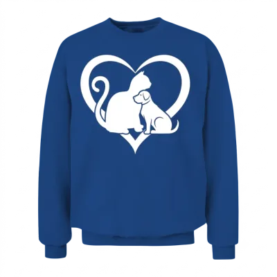 Dog and Cat Lover Dog Lover - Funny Cat & Dog Hear Unisex Sweatshirt - Royal