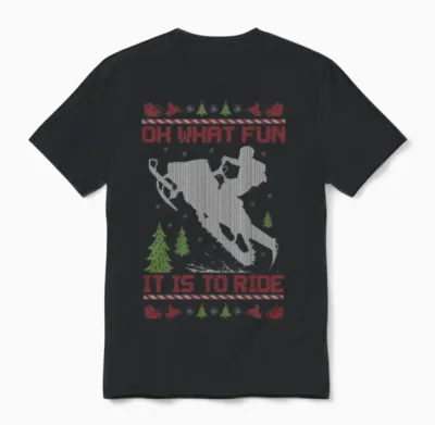 Snowmobile Christmas Fun Unisex T-Shirt - Black