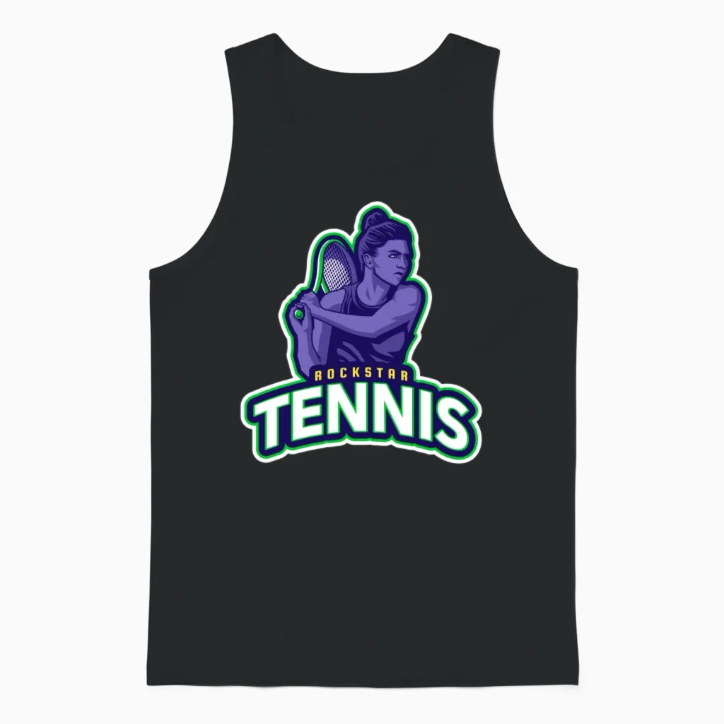 Tennis Rockstar Unisex Tank Top in Black
